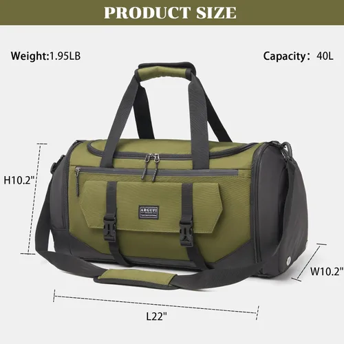 Vista 2 de Bolsas de gimnasio para hombres y mujeres con compartimento para zapatos y bolsa deportiva de bolsillo húmedo, A-TG-002-Verde