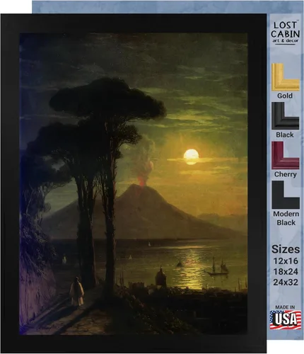 Vista 34 de Lost Cabin Dusk on the Golden Horn de Ivan Aivazovsky Impresión en marco plano negro Reproducción de pinturas de obras de arte finas Regalo