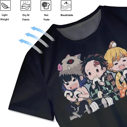 Vista 3 de Camiseta de manga corta para hombre con estampado 3D de anime Slayer Zenitsu Tanjirou