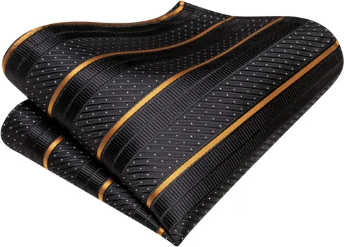 Vista 6 de Hi-Tie Corbata clásica de cachemira para hombre con pañuelo y gemelos a cuadros
