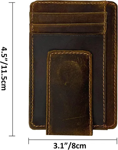 Vista 7 de Hopsooken broche para dinero cartera con bolsillo frontal cartera minimalista para hombre