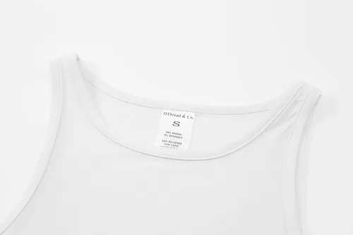 Vista 5 de OThread & Co. Camiseta corta sin mangas con cuello redondo para mujer, dobladillo asimétrico, básica, cómoda, elástica