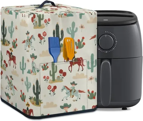 Vista 10 de Freidora de aire de mármol negro, cubierta resistente a las manchas, ligera y antihuellas dactilares, con bolsillo y asa, apta para freidora de aire