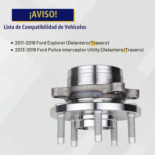 Vista 2 de KUSATEC 512460 Rodamiento de rueda delantera/trasera y conjunto de buje compatible con Ford Explorer 2011-2018, Ford Police Interceptor Utility