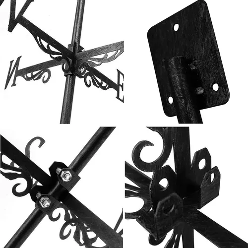 Vista 6 de Paleta meteorológica con animales, silueta de metal, adorno de techo para valla de jardín, cobertizo, escena de granja al aire libre, patio