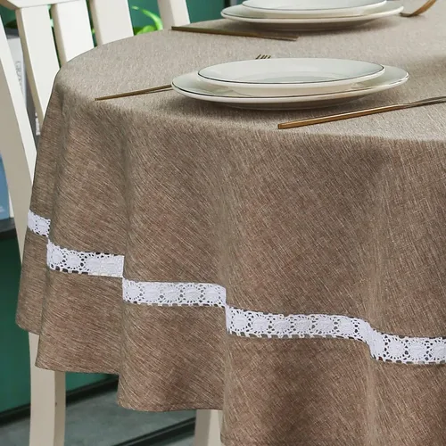 Vista 39 de EHouseHome Mantel de tela resistente con encaje blanco, impermeable, sin arrugas, resistente a las manchas, a prueba de aceite, para comedor