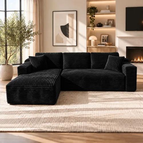 Vista 26 de WINBOY Sofás deshuesados en forma de L de 106 pulgadas para sala de estar, cómodo sofá modular de pana comprimido con bolsillo lateral, Chiase