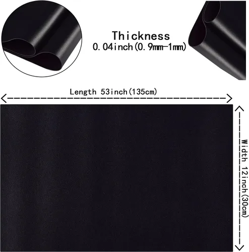 Vista 4 de HGUAN Rollo de hojas de piel sintética color liso negro de 12 x 53 pulgadas, muy adecuado para hacer manualidades, aretes de cuero, lazos, costura