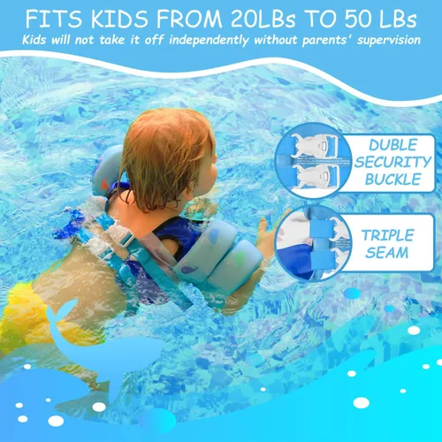 Vista 4 de Chriffer Toddler Floaties Kids Swim Vest for 30-50 Pounds Boys & Girls with Arm Wings for Age 2 3 4 5 6 7 Years Old Baby