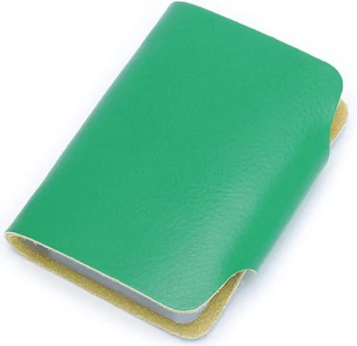 Vista 3 de Cartera para tarjetas de crédito, pequeña, de piel auténtica, 26 ranuras, para tarjetas, organizador para mujeres y hombres, Verde, Cartera