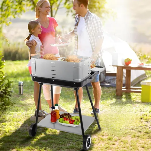 Vista 8 de Parrilla de carbón para patio trasero al aire libre, parrilla de barbacoa
