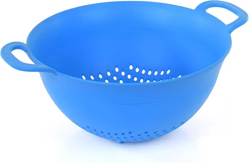 Vista 3 de Mintra Home Juego de coladores de colador de plástico: 3, 3.5 y 5 cuartos de galón (azul) con asas dobles fuertes y cuenco profundo, seguro sin BPA