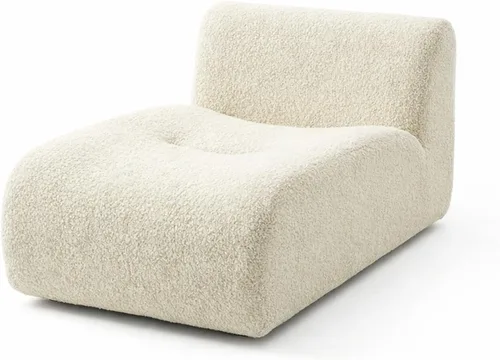 Vista 7 de Sofá individual modular curvado, sofá sherpa de espuma de 33 pulgadas, cómodos sofás de peluche para espacios pequeños, sofás modulares modernos