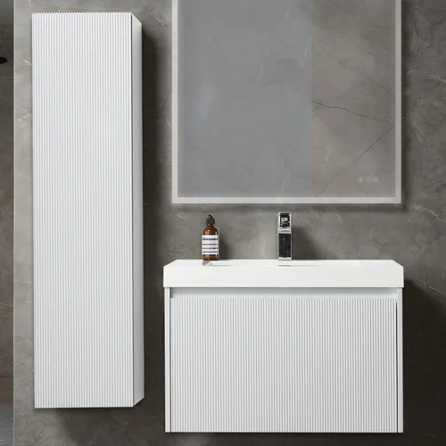 Vista 26 de Blossom Lavabo de baño de 20 pulgadas con tocador, todo en madera montado en la pared, gabinete flotante de baño con tocador con fregadero