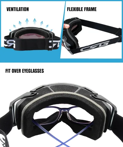 Vista 4 de CRG Sports Gafas de motocicleta ATV Dirt Bike Gafas Off Road Racing Motocross Gafas para hombres, mujeres y adultos