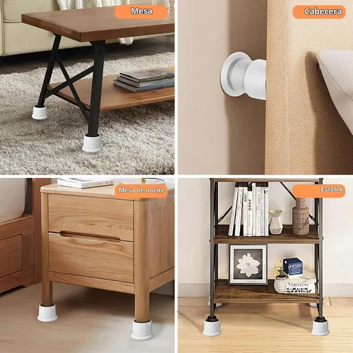Vista 7 de Elevadores ajustables para muebles, elevadores de cama de 1.6 a 2.6 pulgadas, color blanco, plástico duradero y antideslizantes, elevadores de sofá