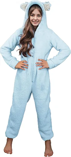 Vista 2 de Batermoon Enterizo de forro polar con cremallera para niñas, disfraz de invierno con capucha, ropa de invierno de 5 a 14 años