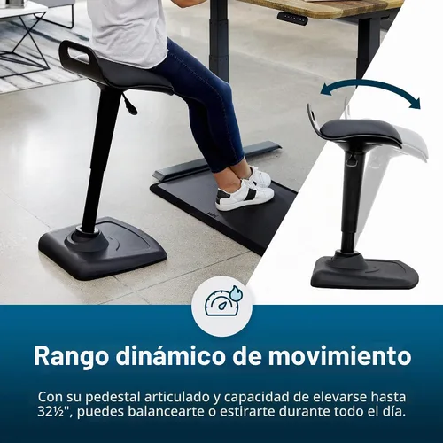 Vista 6 de Vari Active Seat Taburete ergonómico para escritorio de pie, color negro