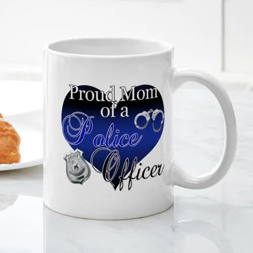 Vista 3 de CafePress Taza de café de cerámica de 11 oz (11.0 fl oz) de Police Mom
