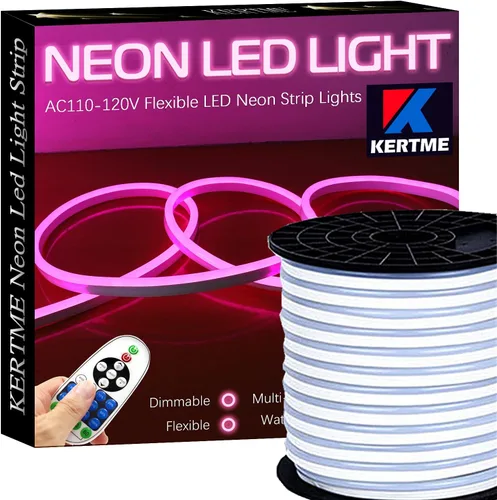 Vista 23 de Tira de luces LED de neón tipo AC 110-120V, tira de luz de neón LED flexible/impermeable/regulable/multimodos + control remoto de 23 teclas