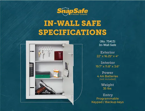 Vista 3 de SnapSafe Caja fuerte para armas de pared y dinero – La caja fuerte oculta proporciona seguridad para tus armas de fuego y objetos de valor, entrada