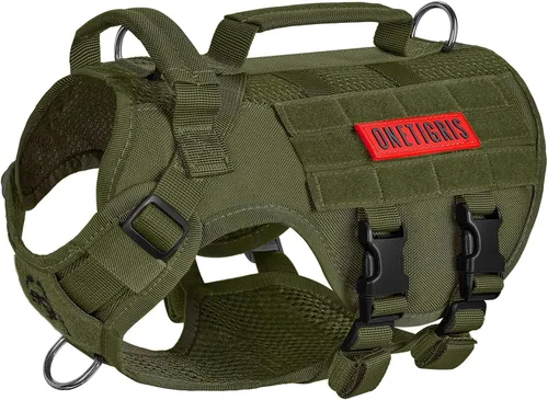 Vista 20 de OneTigris - Arnés táctico para perros pequeños, chaleco de perro pequeño sin tirones con asas, transpirable, arnés militar con sistema MOLLE, arnés