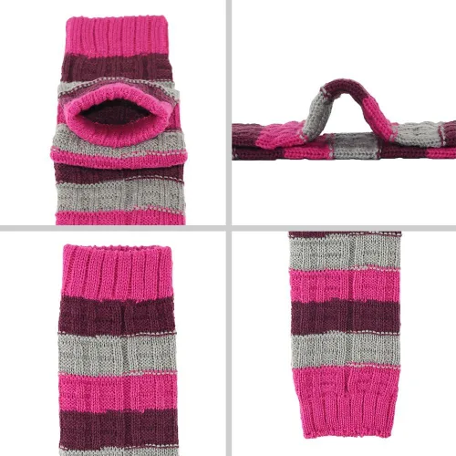 Vista 3 de GLENMEARL Paquete de 3 calcetines largos de punto a rayas cálidas para mujer, para otoño e invierno