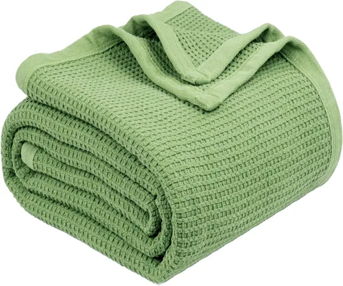 Vista 9 de Cobija TreeWool liviana de algodón, de cuidado fácil, suave, cómoda y cálida (king size, 90 x 108 pulgadas, tejido reticular)