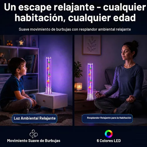 Vista 6 de Tubo de burbujas sensorial de lámpara de medusas, 6 LED que cambian de color, 1.9 pies Jellyfish
