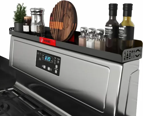 Vista 12 de STUTOV Estante superior magnético para estufa de 30 pulgadas, estante de especias negro y organizador de condimentos, estante de cocina magnético