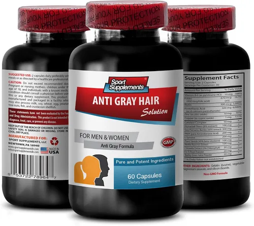 Vista 2 de Cápsulas de ácido fólico - Anti Gray Hair - Canas lejos, productos naturales para el crecimiento del cabello, suplementos para el crecimiento