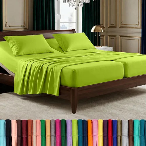 Vista 54 de Elegant Comfort Lujoso juego de sábanas de microfibra de alta calidad 1500 hoteleras bordadas de tres líneas más suaves de 4 piezas, resistente a