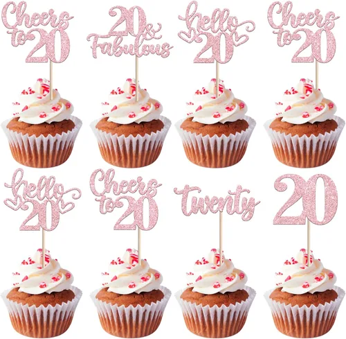 Vista 26 de 30 piezas de adornos para cupcakes de 12 cumpleaños feliz, brillantes doce, hola 12, felicitaciones a 12 años, adornos para cupcakes, 12