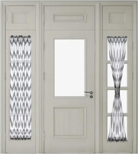 Vista 12 de NAPEARL Cortinas para puerta francesa, patrones geométricos, luz lateral para puerta delantera, lino sintético semitransparente con bolsillo Beige
