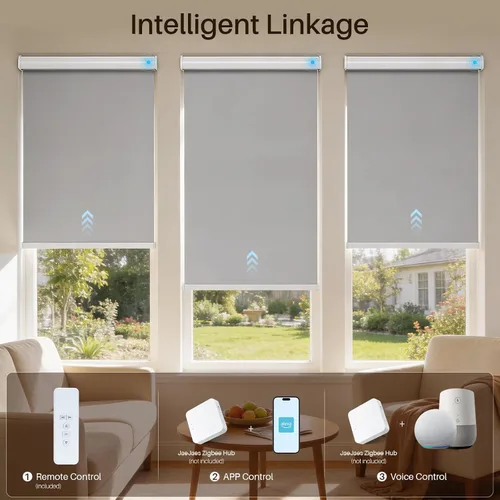 Vista 3 de Persianas enrollables motorizadas con control remoto, persianas automáticas inalámbricas, compatibles con Alexa y Google Home
