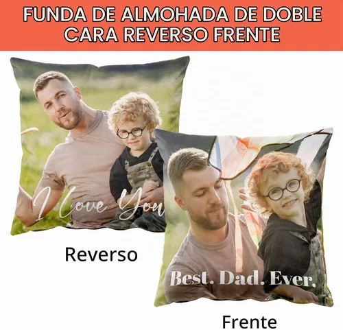 Vista 2 de Easycosy Funda de almohada de terciopelo personalizada, 12 x 12 pulgadas, foto y texto personalizados, dos lados, regalo del día del padre