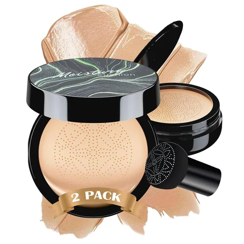 Vista 12 de Mushroom Head Air Cushion CC Cream - Base de maquillaje facial BB Cream para piel madura, corrector hidratante que ilumina el tono de piel uniforme