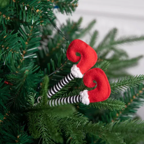 Vista 4 de 6 púas de peluche para patas de elfo, adornos para árbol de Navidad con alambre fijo para decoración del hogar y fiestas