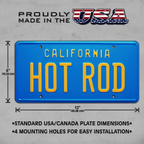 Vista 3 de California Vintage HOT Rod Placa de matrícula estampada de metal