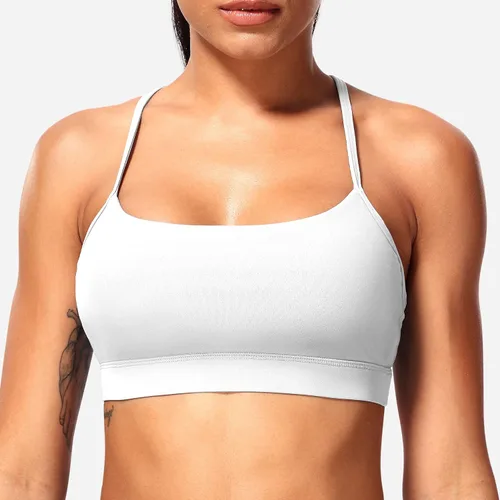 Vista 5 de YEOREO Naomi - Brasier deportivo sin espalda para mujer, brasier de yoga con tirantes delgados, acolchado de bajo impacto, para entrenamiento