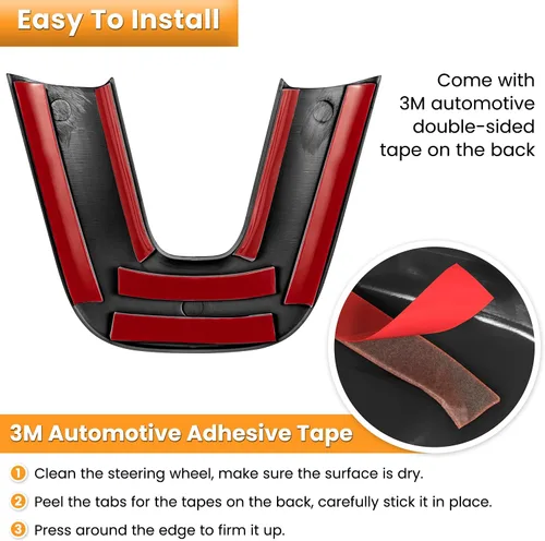 Vista 5 de Kit de decoración de accesorios interiores para cubierta de volante para Dodge Challenger Charger 2015-2024, para Dodge Durango y Jeep Grand Negro