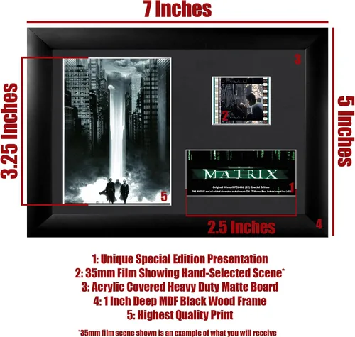 Vista 5 de Trend Setters The Matrix - Negro y blanco - Presentación de escritorio MiniCell de 7 x 5 pulgadas - Con clip de película de 1.378 in con soporte