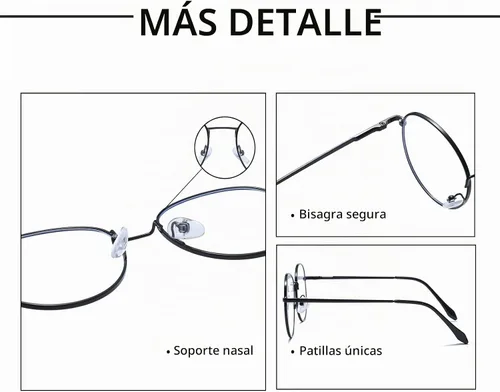 Vista 5 de LJCZKA Round Blue Light Blocking Photochromic Glasses for Women Men Classic Mental Frame Computer Glasses Negro