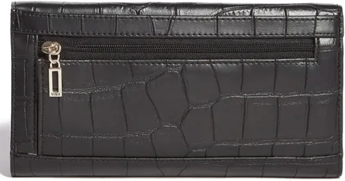 Vista 2 de GUESS Anne Marie - Bolso de mano grande con detalle de tachuelas en relieve, diseño de cocodrilo, color negro, Negro -, Tri-fold