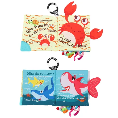 Vista 3 de Libro arrugado de peces y elefante juguete para bebés bebés niños pequeños