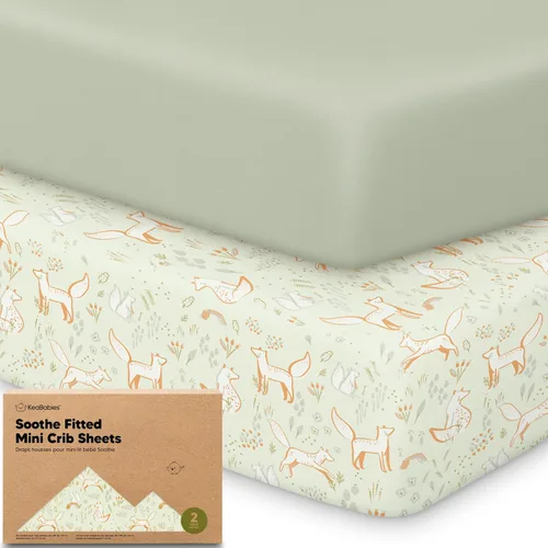 Vista 17 de 2 paquetes de sábanas ajustadas para mini cuna - 38x26 sábanas Pack N Play para colchón Pack and Play, algodón orgánico, ropa de cama transpirable