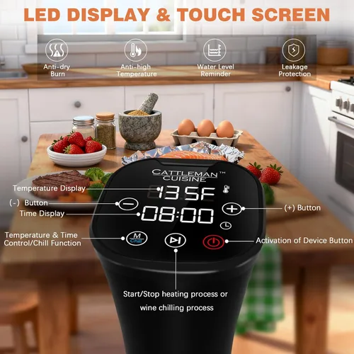 Vista 6 de Cocina Sous Vide, enfriador de vino, 1000 W, máquina Sous Vide para cocina, circulador de inmersión, kit de Sous Vide con bolsas de vacío, bomba