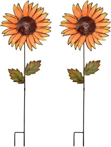 Vista 12 de Estacas de jardín de flores, letrero de metal para patio, estaca decorativa de plantas de girasol, arte de césped, decoración de patio, adornos
