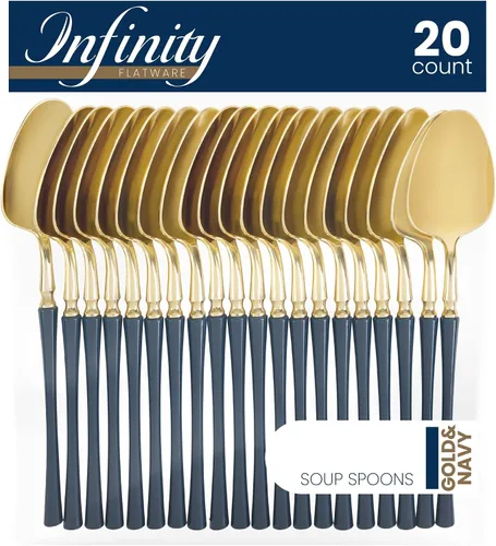 Vista 19 de PlasticPro 20 unidades de tenedores de cena de plástico dorado de calidad premium resistentes desechables elegantes cubiertos de cena para fiesta