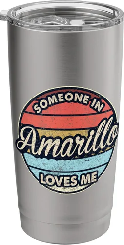 Vista 9 de Someone In Amarillo Loves Me City US USA Stainless Steel Insulated Tumbler